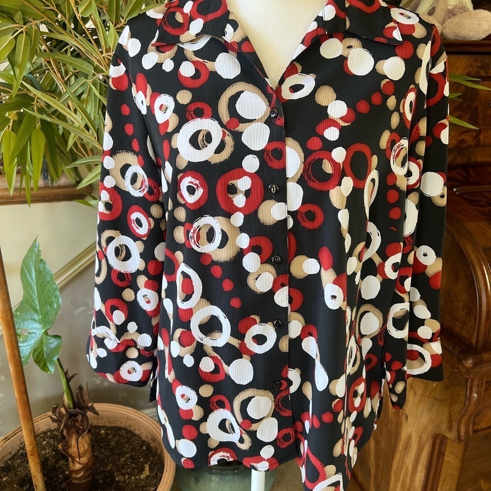 Elementz ladies 34 sleeve blouse button-down NWOT extra large - Picture 9 of 16